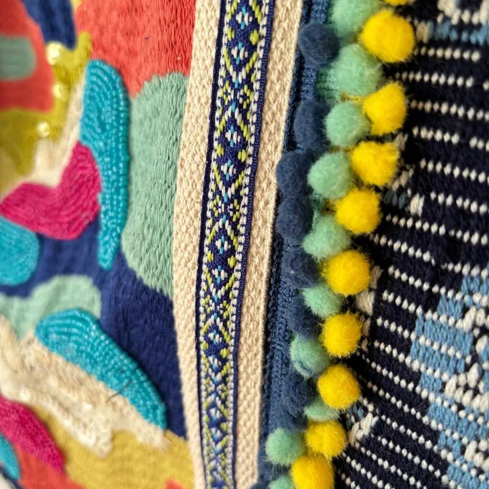America & Beyond Daphne Embellished Multi Colored Hand Beaded Tote